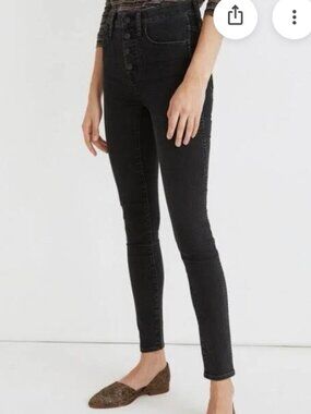 Madewell 10” High Rise Skinny Jeans Black Wash Size 27